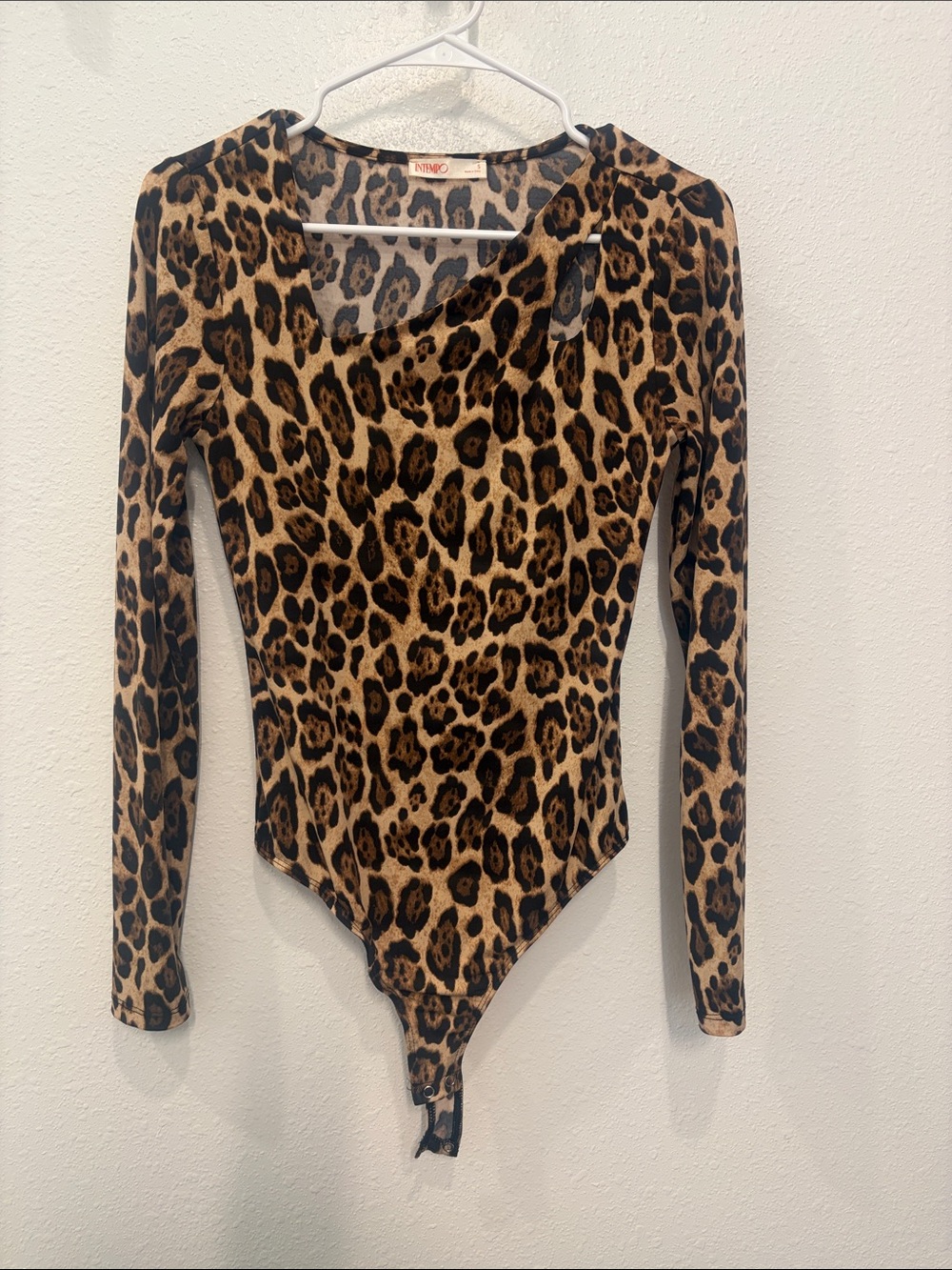 Leopard Print Long-Sleeve One-Piece Bodysuit